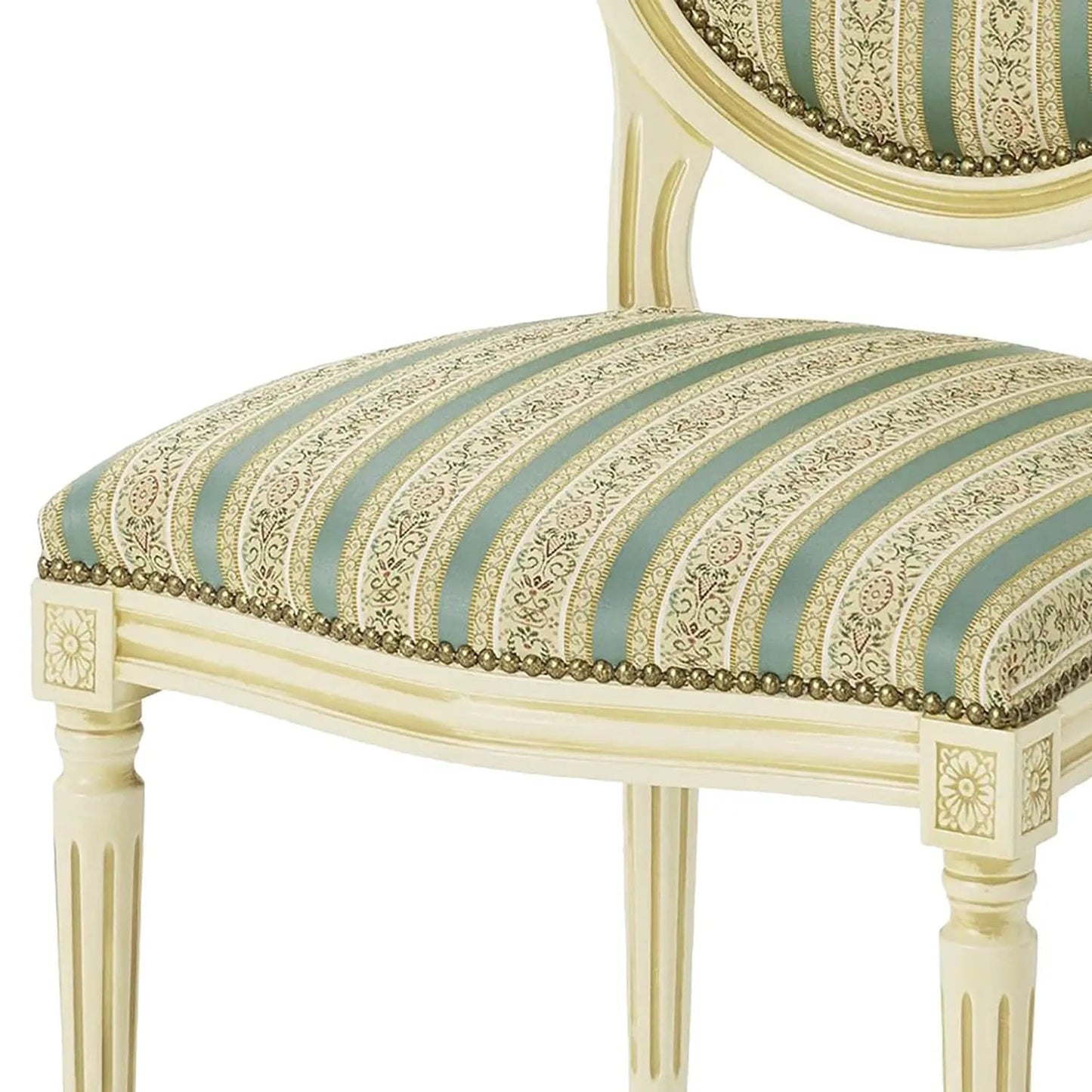 Chaise louis XVI médaillon tissu et bois - LUIGI