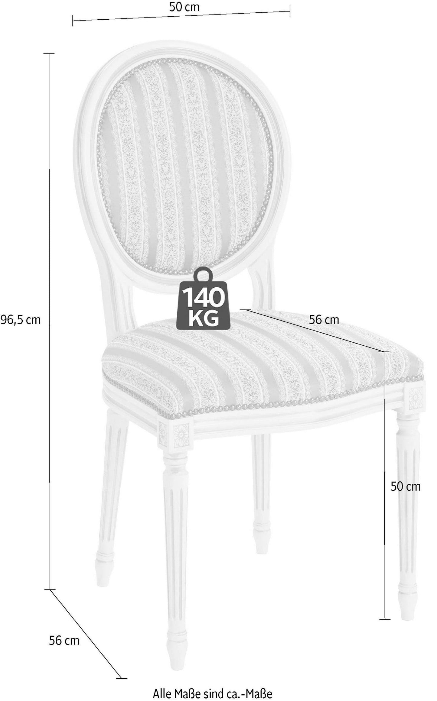 chaise medaillon bois et tissu louis xvi assise 50cm