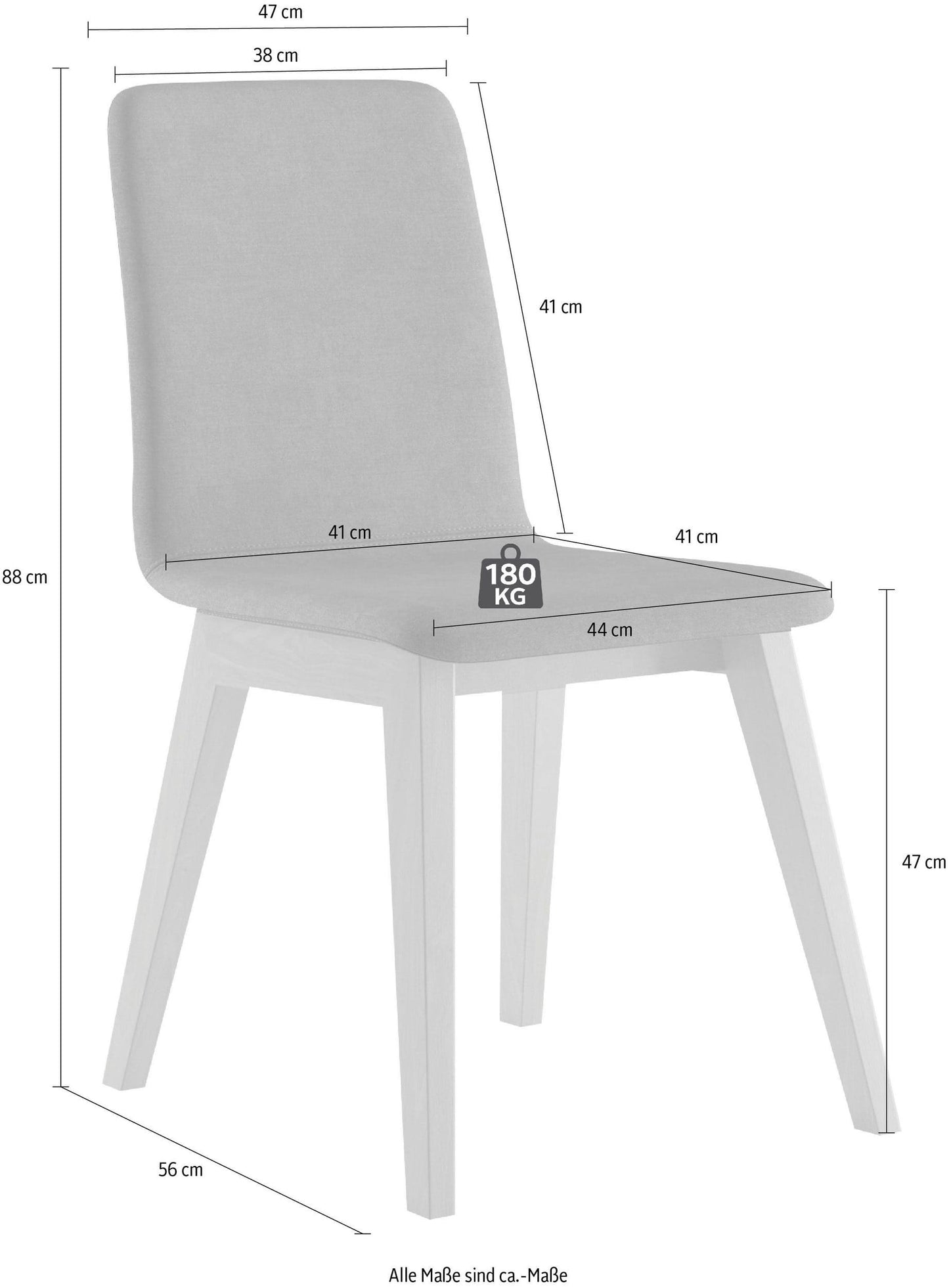 dimensions de cette Chaise moderne salle à manger pied bois assise confort - SANDY