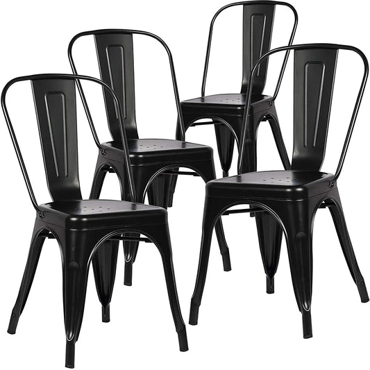 lot de 4 chaise industrielle en métal noir