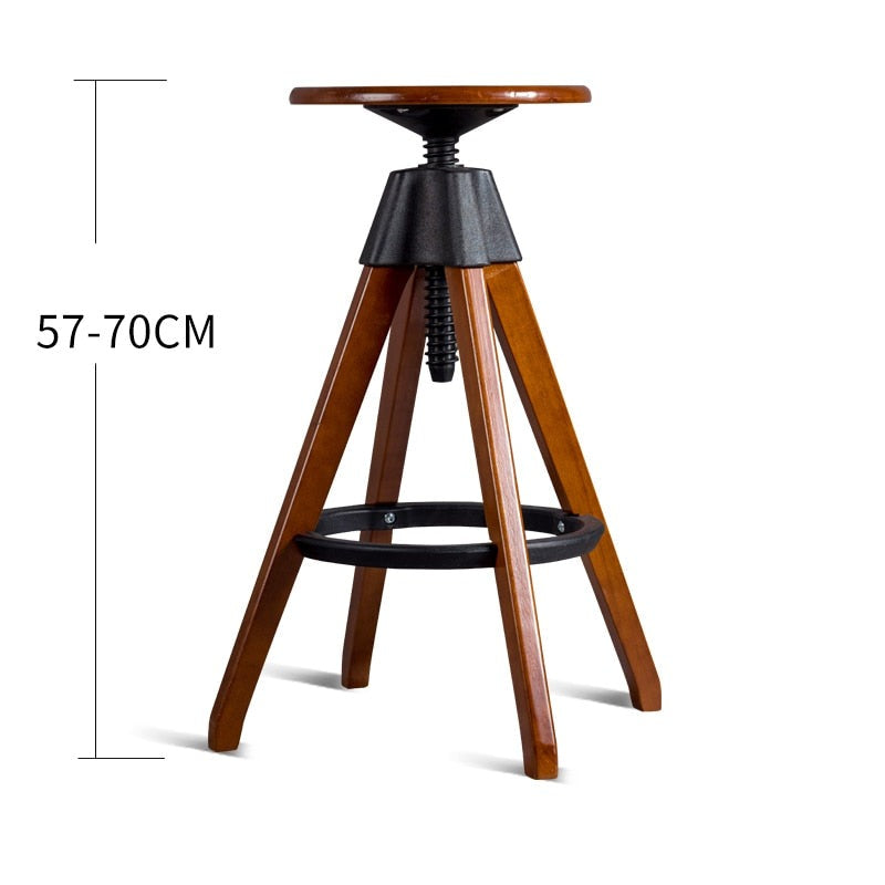 Tabouret de bar scandinave bas pivotant en bois réglable en hauteur