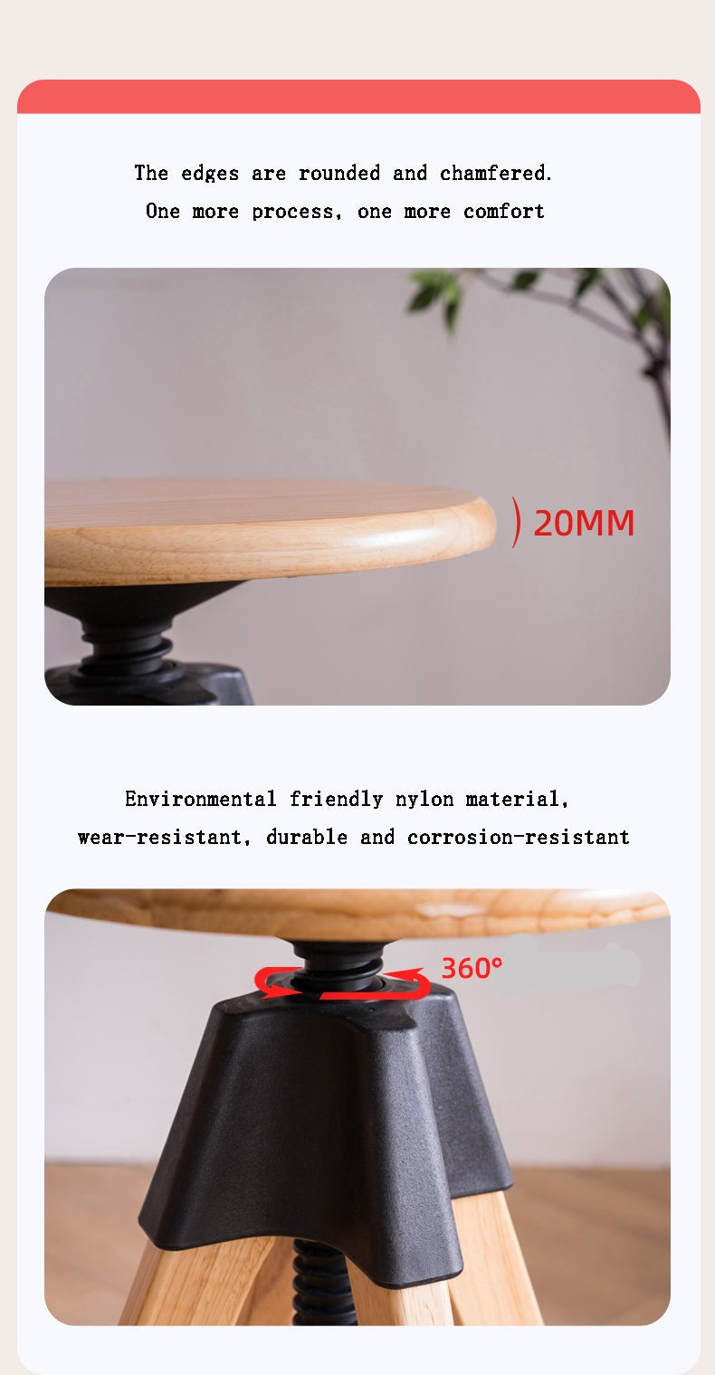 Tabouret de bar scandinave pivotant en bois réglable en hauteur