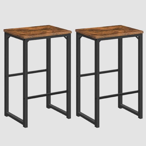 Tabouret de bar industriel hauteur 65 cm rectangulaire (lot de 2)
