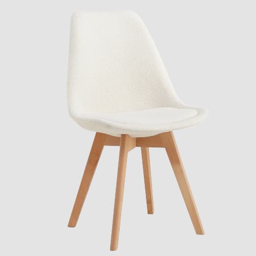 Chaise scandinave revêtement bouclette et pieds en bois
