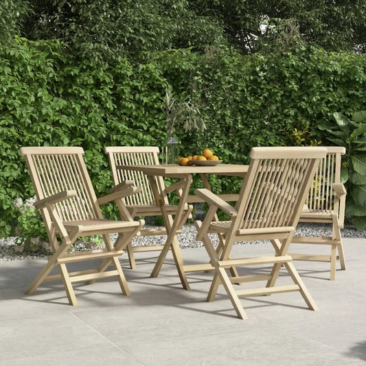 Salon de jardin - Lot de chaises pliantes en bois de teck 56x61x89 cm