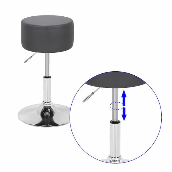 Tabouret de bar réglable métal et cuir assise épaisse