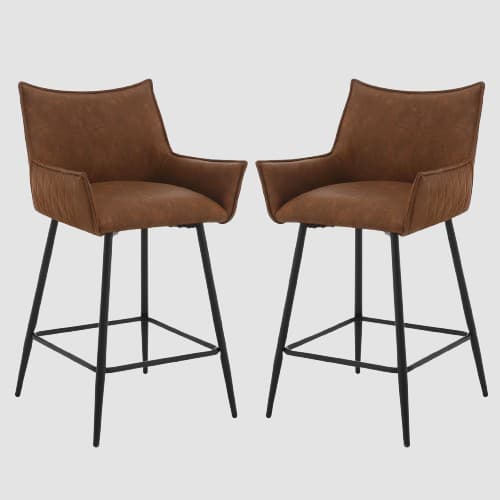 Fauteuil de bar camel pieds noir