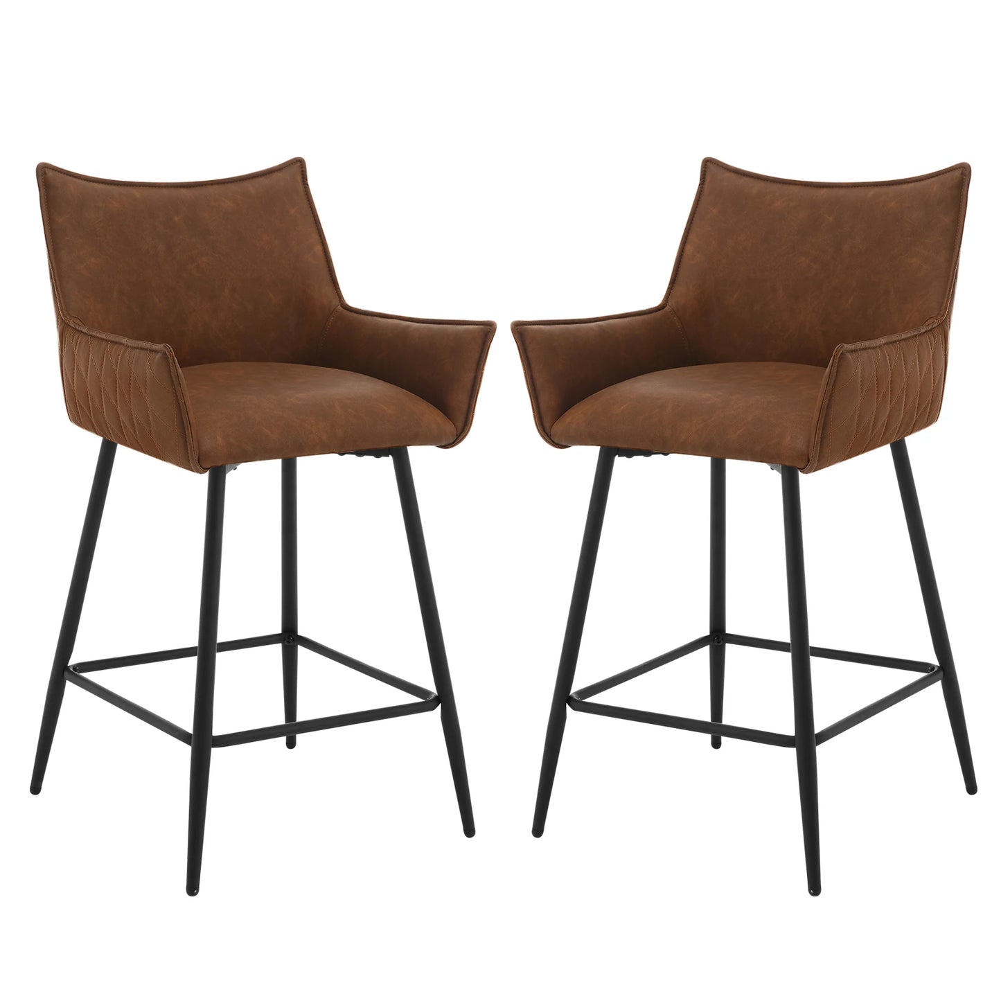 Fauteuil de bar camel pieds métal noir