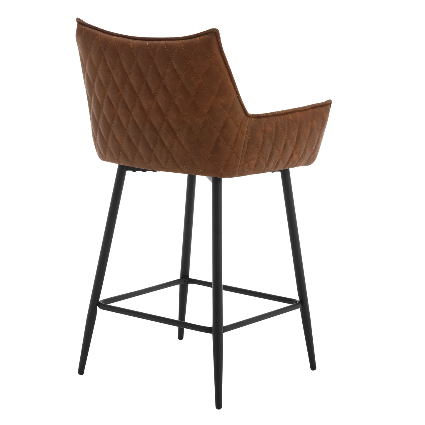 Fauteuil de bar similicuir camel pieds noir