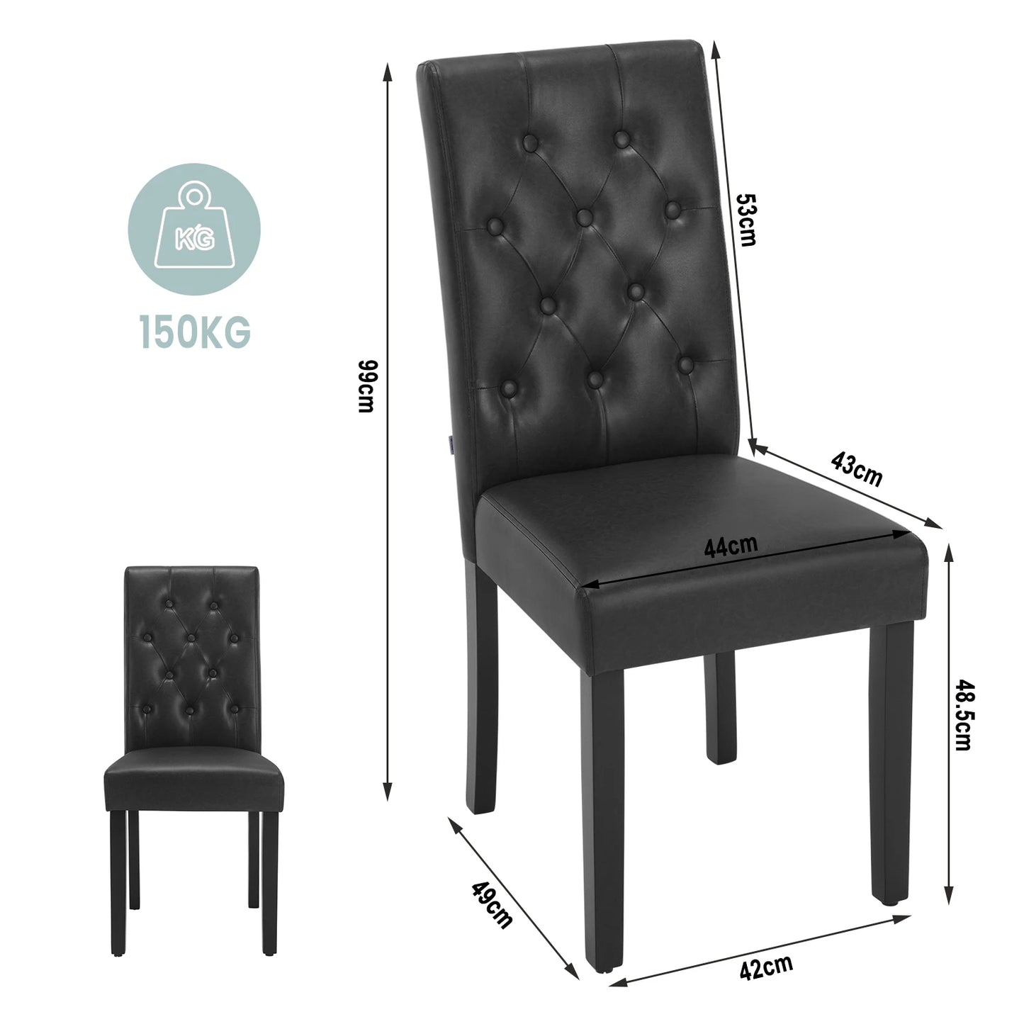 Chaise noire vintage salle a manger dossier haut