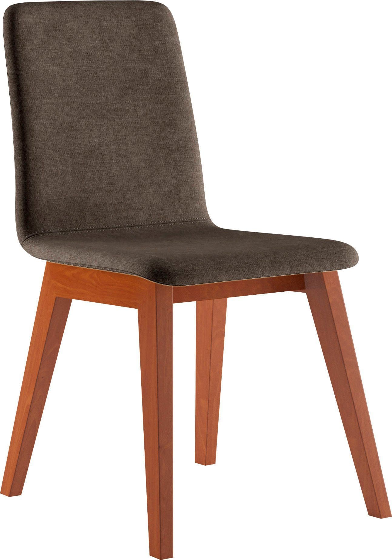 chaise tissu marron et pieds bois sans accoudoir