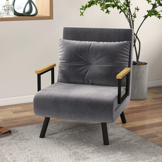 fauteuil velours gris convertible