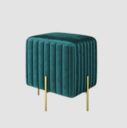 Banc design en velours et pieds en métal doré fins