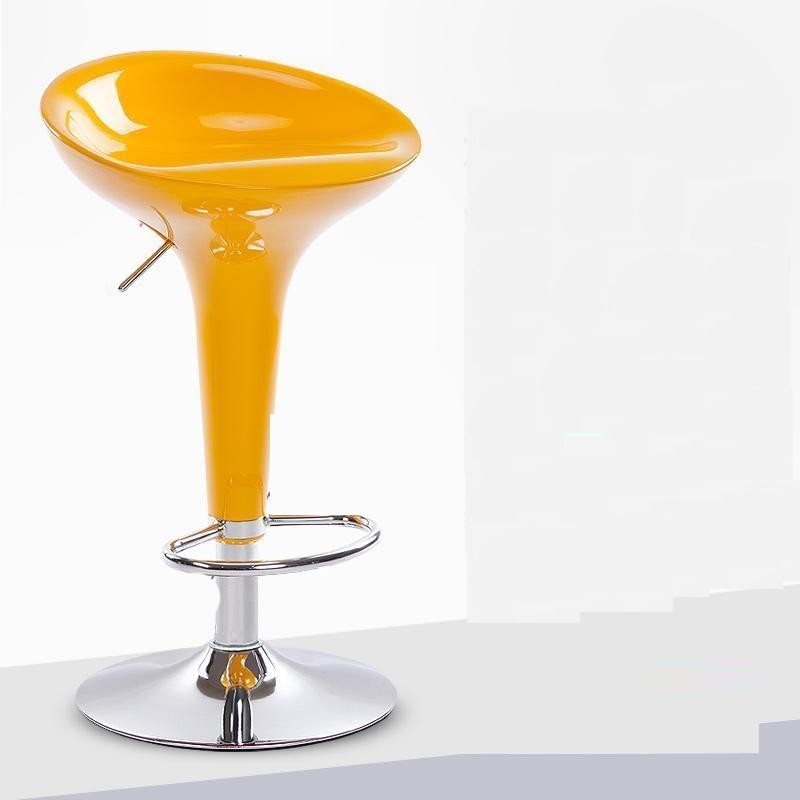 Tabouret de bar design orange ajustable de style retro avec pied central en inox