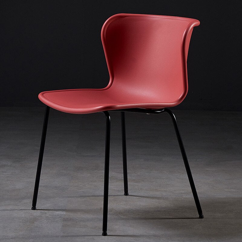 Chaise moderne de salle à manger en résine de cuir et métal