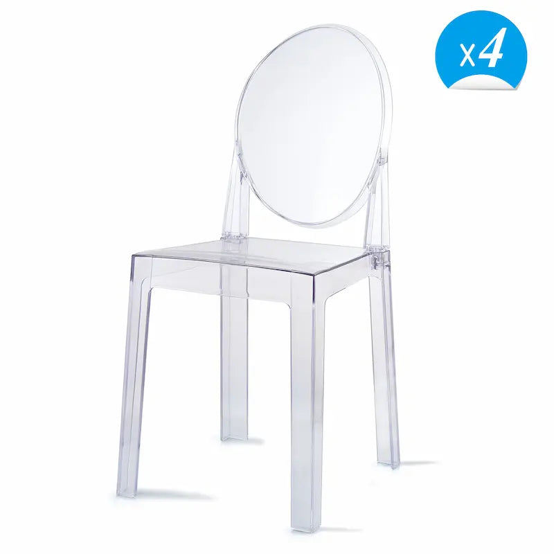 Chaise médaillon transparente sans accoudoirs