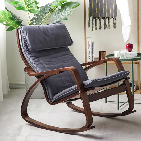 Chaise à bascule de style japonais en bois avec assise ergonomique