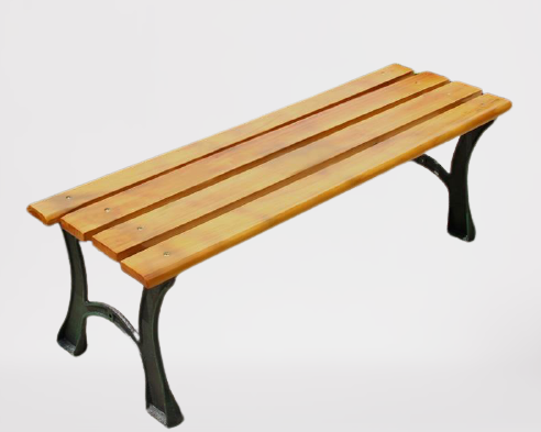 Banc industriel de style ancien en bois massif et fer forgé