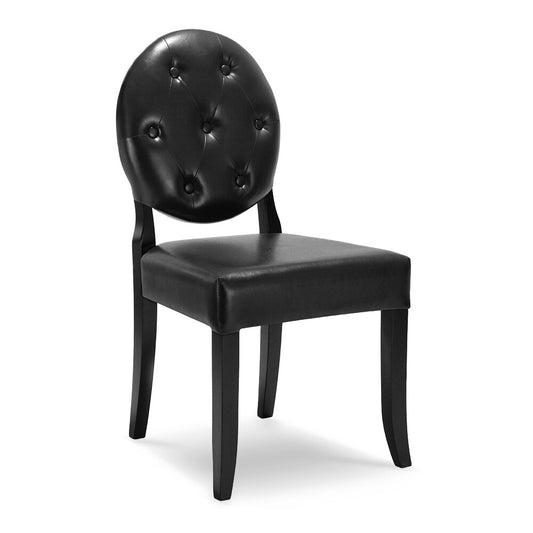 Chaise médaillon rétro avec dossier capitonné noire