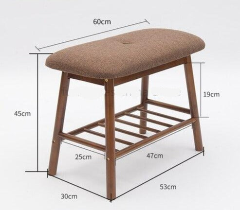 Banc de rangement scandinave en bois et tissu