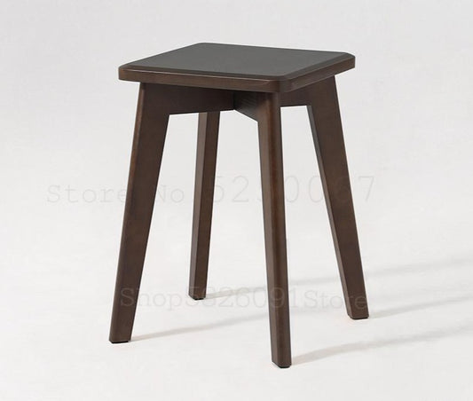 Tabouret scandinave en bois massif avec assise carrée