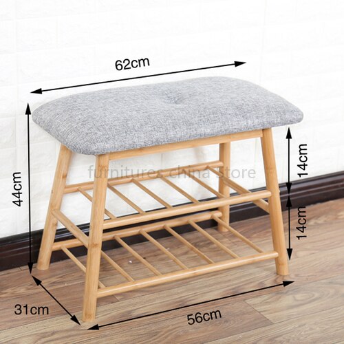 Banc de rangement scandinave en bois et tissu