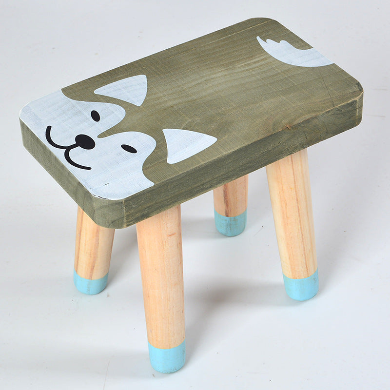 Tabouret enfant en bois avec motif animalier