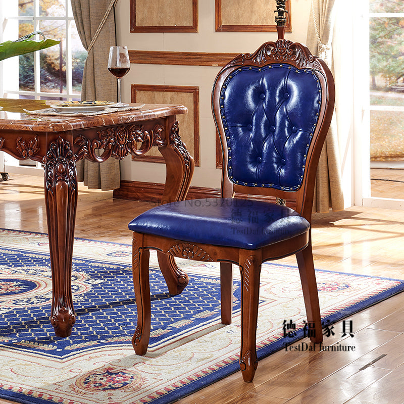 Chaise louis XVI avec accoudoirs cadre en bois massif et assise en cuir