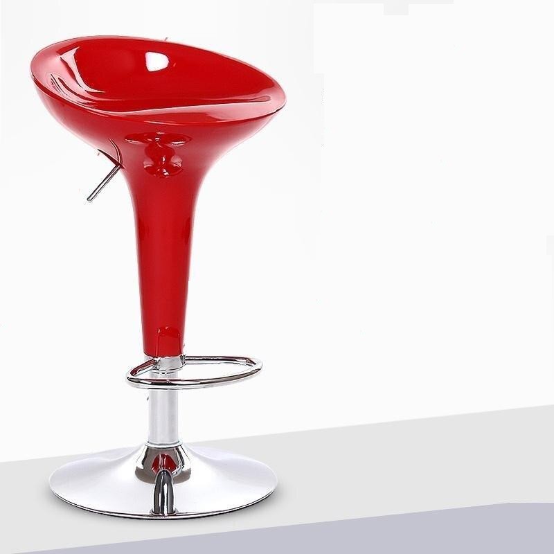 Tabouret de bar design rouge ajustable de style retro avec pied central en inox