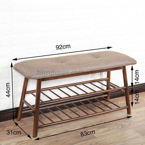 Banc de rangement scandinave en bois et tissu