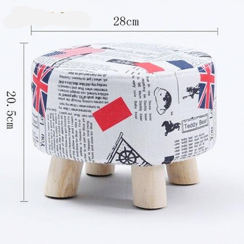 Tabouret scandinave bas avec assise ronde en tissus