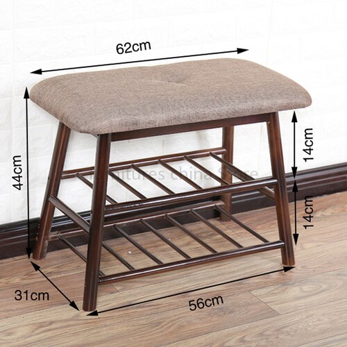 Banc de rangement scandinave en bois et tissu