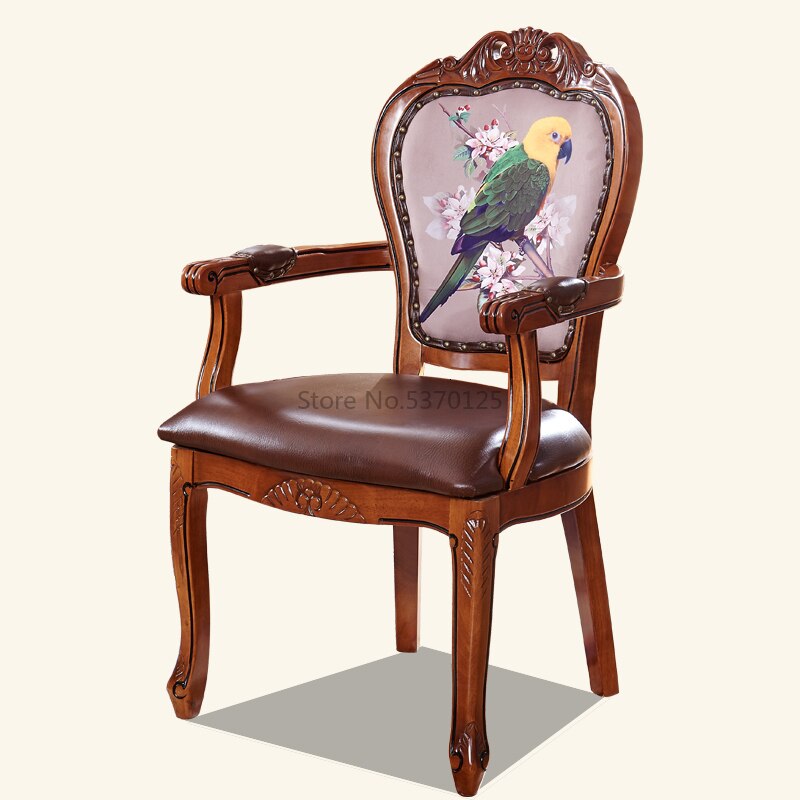 Chaise louis XVI avec accoudoirs cadre en bois massif et assise en cuir