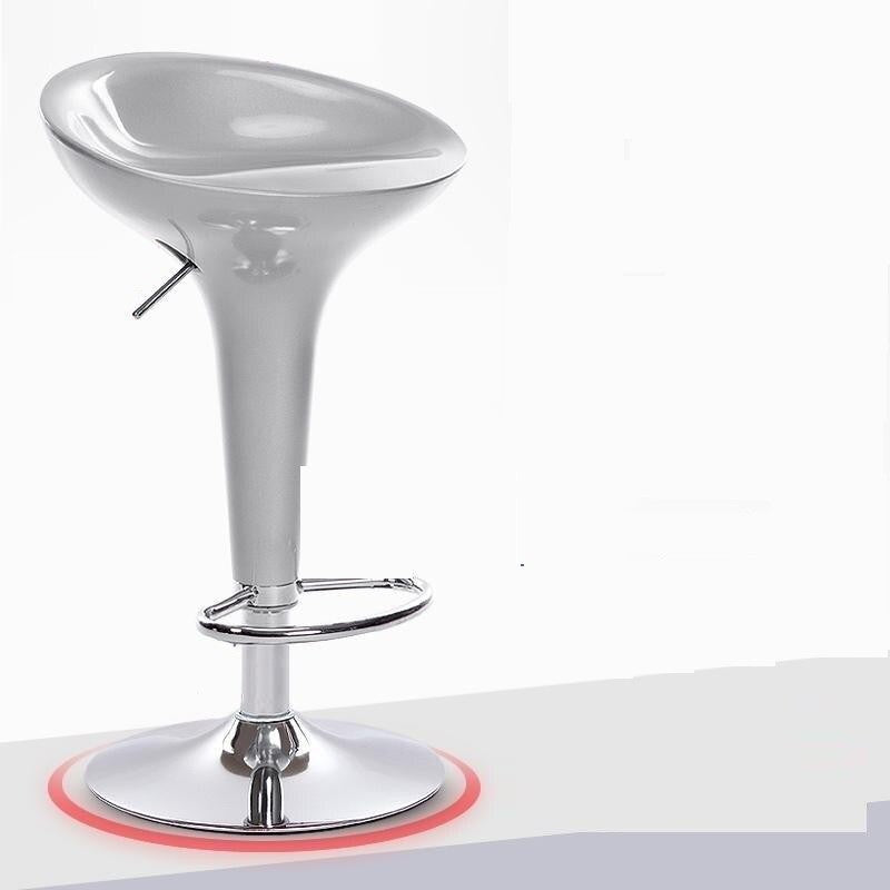 Tabouret de bar design gris ajustable de style retro avec pied central en inox