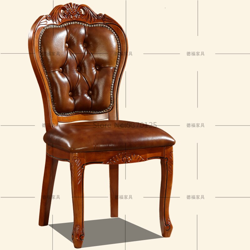 Chaise louis XVI avec accoudoirs cadre en bois massif et assise en cuir