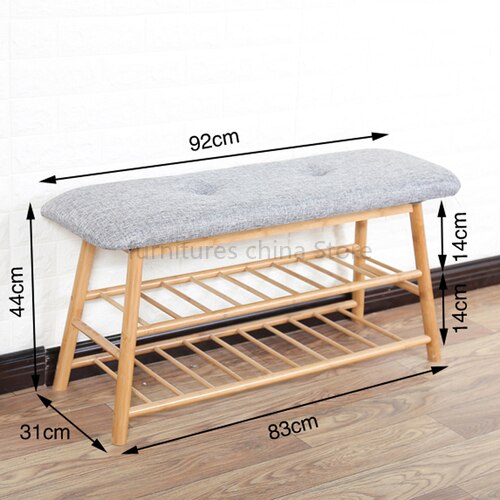 Banc de rangement scandinave en bois et tissu