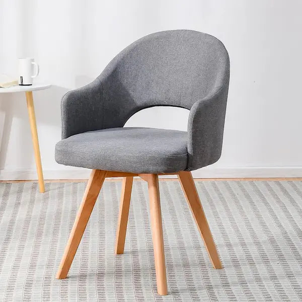 Chaise scandinave design en tissus et bois avec dossier échancré