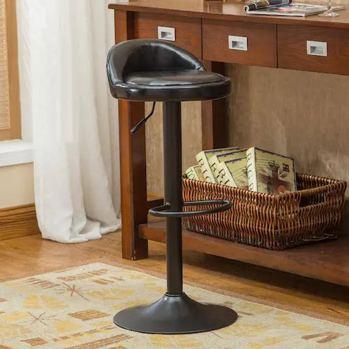 Tabouret de bar moderne avec assise confort et pieds central en fer noir