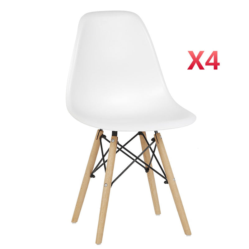 Chaise scandinave moderne en plastique et bois par lot de 4