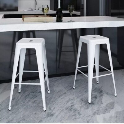Tabouret de bar blanc en métal