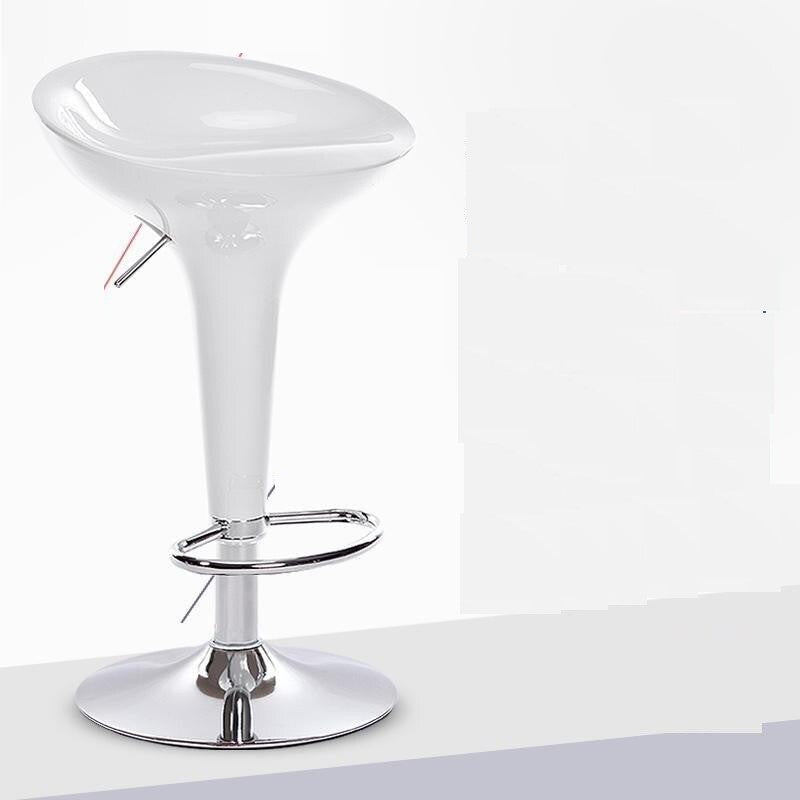Tabouret de bar design blanc ajustable de style retro avec pied central en inox