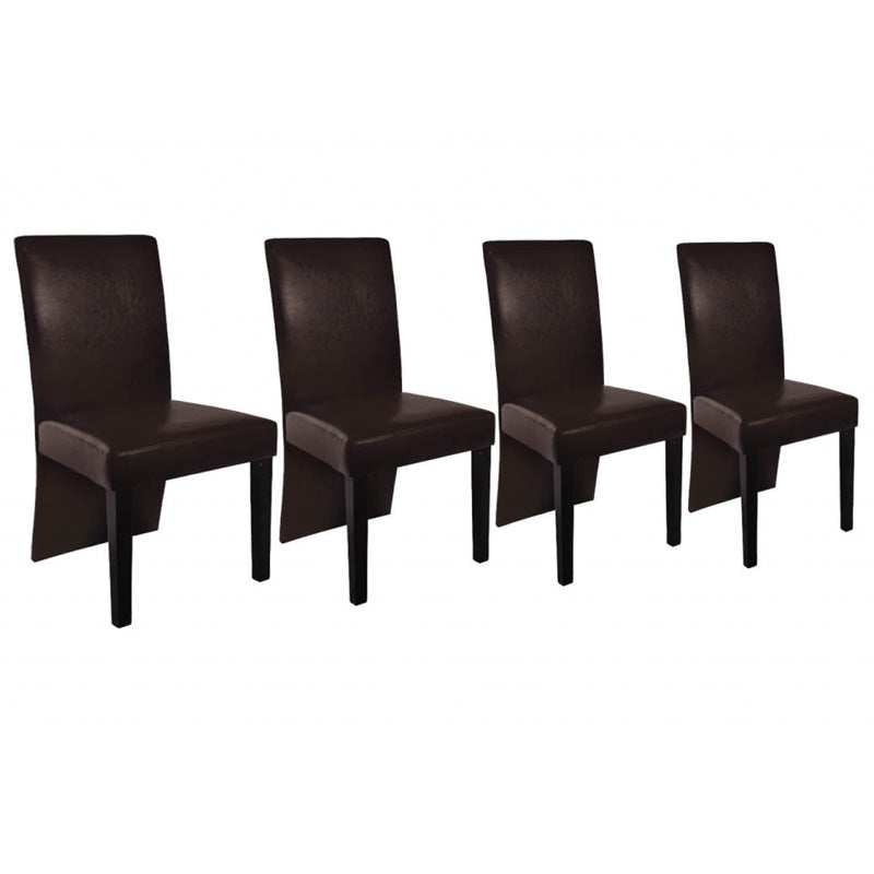 Chaise moderne en similicuir avec dossier prolongeant les pieds arrières par lot de 4