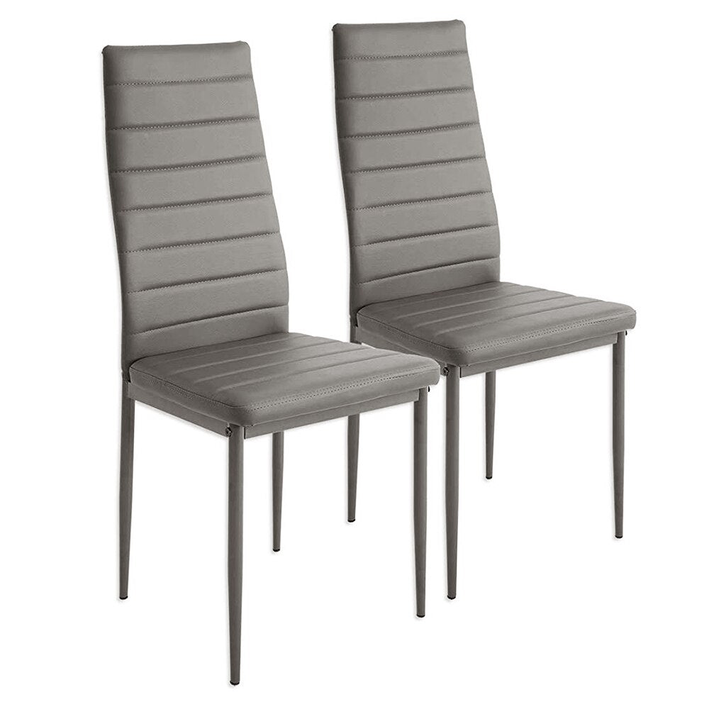 Chaise moderne pour salle à manger simili cuir et métal avec dossier haut (lot de 2)