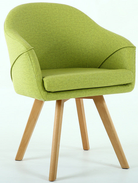 Chaise scandinave en bois et tissus style fauteuil