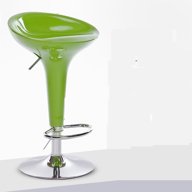 Tabouret de bar design vert ajustable de style retro avec pied central en inox
