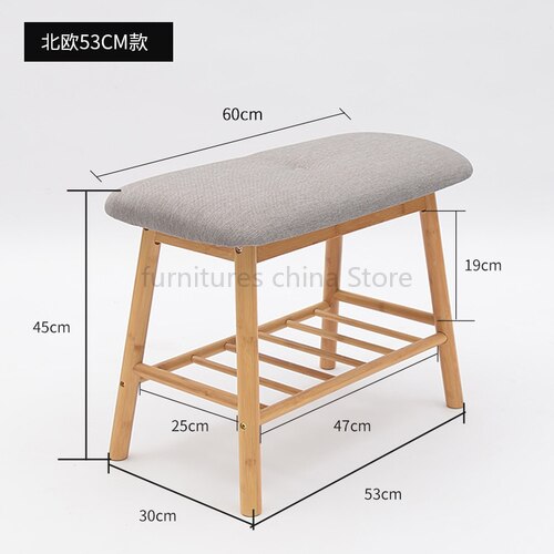 Banc de rangement scandinave en bois et tissu