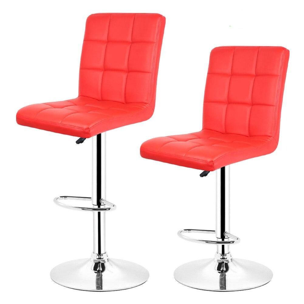 Chaise de bar moderne similicuir rembourré tournante avec pied central en inox