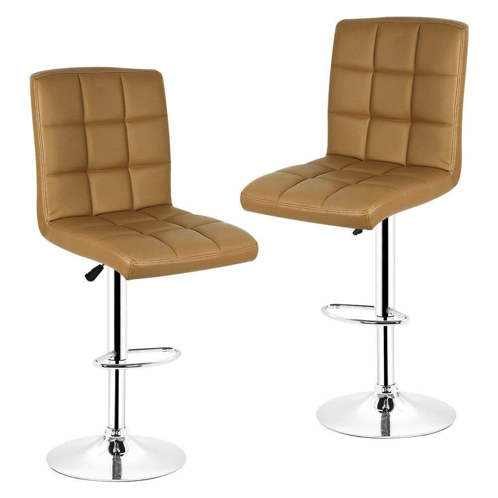 Chaise de bar moderne similicuir rembourré tournante avec pied central en inox