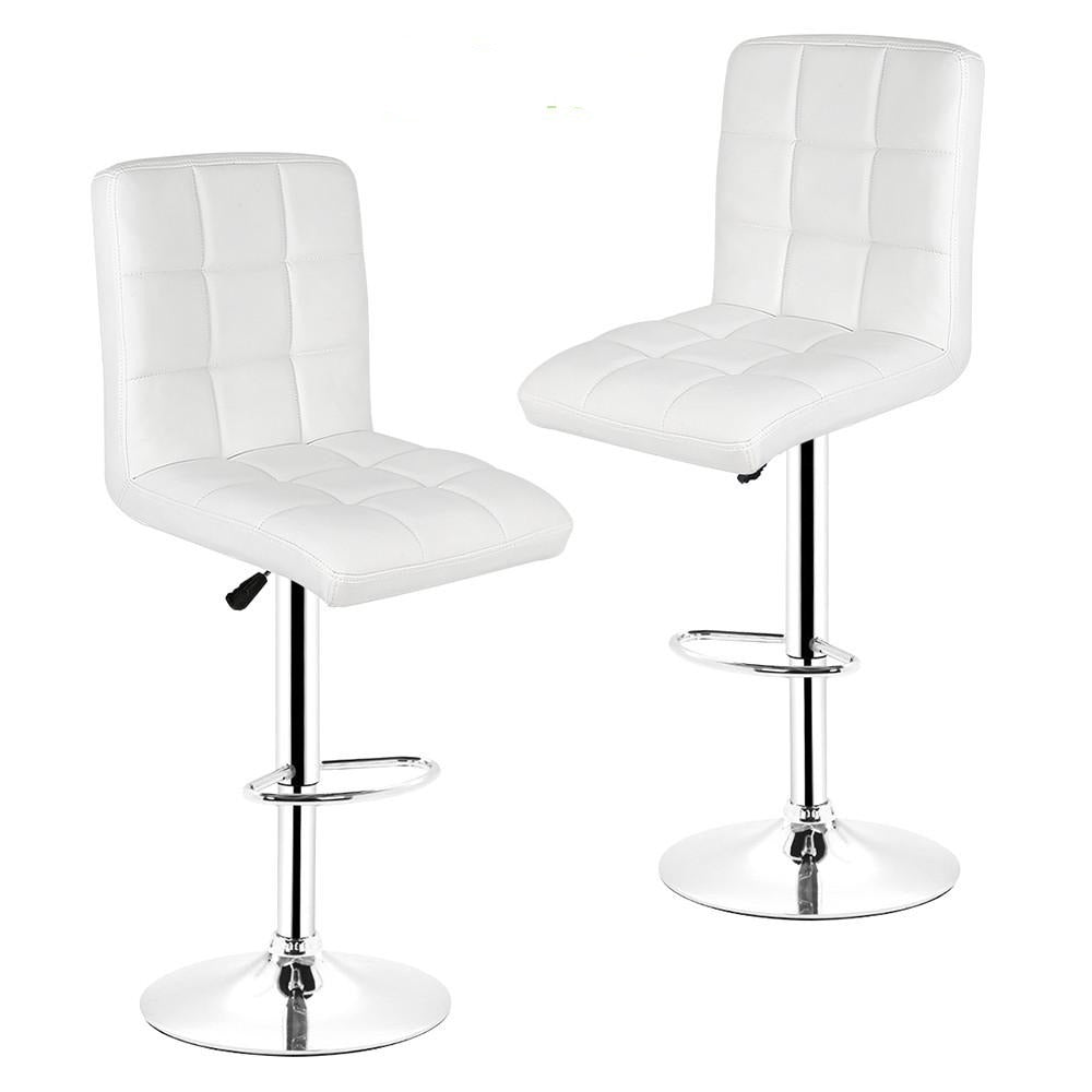 Chaise de bar moderne similicuir rembourré tournante avec pied central en inox