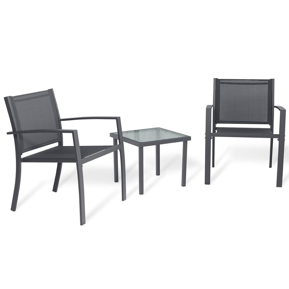 Chaise moderne en rotin pour terrasse (lot de 2 avec table)